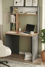 Bremen Çalışma Masası Kitaplık Raf Çam-Antrasit BR2-AA