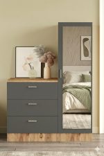 Nancy Aynalı Şifonyer Gardırop Çam-Antrasit CC6-AA