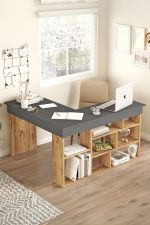 Tywin Kitaplık Raflı Çalışma Masası Çam-Antrasit CT5-AA