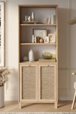 Dune Kitaplık Raf Ahşap Ayaklı 180cm Ahşap Jüt Kapaklı Sepet-Jüt DN5-SJ