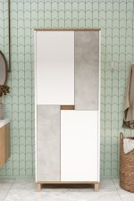 Nord Çok Amaçlı Dolap Mutfak Kiler Erzak Banyo Dolabı 175cm Sepet-Beyaz-Taş ND15-SW