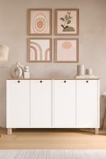 Nord Konsol 4 Kapaklı Ahşap Ayaklı 120cm Sepet-Beyaz ND2-SW