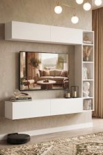 Cohen Tv Ünitesi Kitaplık Duvara Monte Beyaz CN1-W