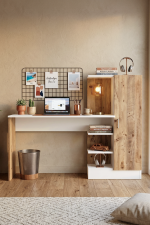 Laura Kitaplıklı Çalışma Masası Atlantik Çam Beyaz CT2-AW