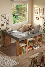 Tywin Kitaplık Raflı Çalışma Masası Çam-Antrasit CT5-AA