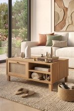 Dune Orta Sehpa Ahşap Ayaklı Kapaklı Ahşap-Jüt Sepet-Jüt DN3-SJ