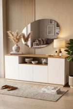 Future Konsol 4 Kapaklı Raflı 180cm Çam-Beyaz FR15-AW