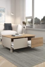 Mood Orta Sehpa Ahşap Ayaklı 2 Çekmeceli Kumsal-Sepet MD2-CS