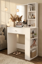 Monroe Makyaj Masası Çekmeceli Düzenleyici Raflı Beyaz MO1-W