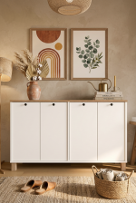 Nord Konsol 4 Kapaklı Ahşap Ayaklı 120cm Sepet-Beyaz ND2-SW