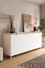 Nord Konsol 4 Kapaklı Ahşap Ayaklı 180cm Sepet-Beyaz ND4-SW