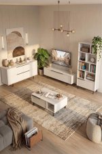 Ocean Tv Ünitesi Orta Sehpa Konsol Kitaplık 4'Lü Set Beyaz ON21-W