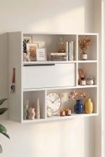 Ocean Duvar Rafı Kitaplık Kapaklı Beyaz ON5-W