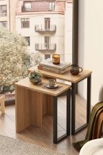 Ocean 2'Li Zigon Sehpa Yan Sehpa Metal Ayaklı Sepet ON7-S