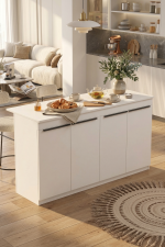 Orren Ada Mutfak Yemek Masası 4 Kapaklı 160cm Beyaz OR1-W