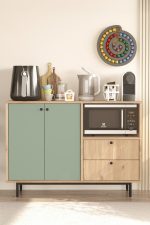 Royce Serisi Kahve Köşesi Çok Amaçlı Dolap Mutfak Dolabı Sepet-Ihlamur Yeşili RE2-SY