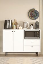 Royce Serisi Kahve Köşesi Çok Amaçlı Dolap Mutfak Dolabı Beyaz RE2-W