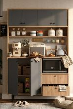 Royce Serisi Kahve Köşesi Çok Amaçlı Dolap Mutfak Dolabı Sepet-Antrasit RE5-SA