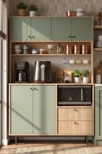 Royce Serisi Kahve Köşesi Çok Amaçlı Dolap Mutfak Dolabı Sepet-Ihlamur Yeşili RE5-SY