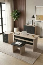 Vario ABCE Ofis Büro Masa Takımı Meşe-Siyah VO12-OB