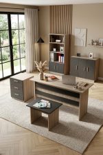 Vario ABCDE Ofis Büro Masa Takımı Meşe-Siyah VO14-OB