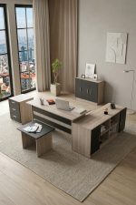 Vario ABCEF Ofis Büro Masa Takımı Meşe-Siyah VO16-OB