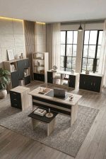 Vario ABCDEFG Ofis Büro Masa Takımı Meşe-Siyah VO18-OB