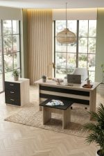 Vario ABC Ofis Büro Masa Takımı Meşe-Siyah VO9-OB